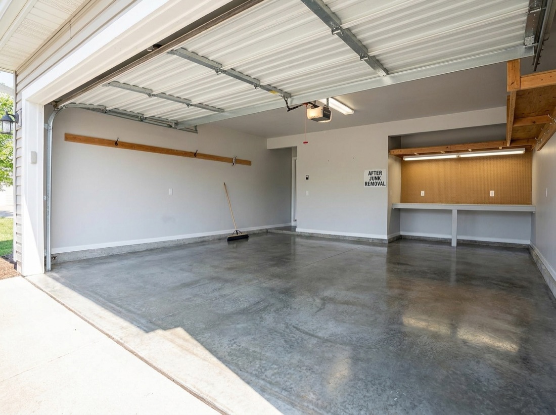 Clean empty garage after junk removal